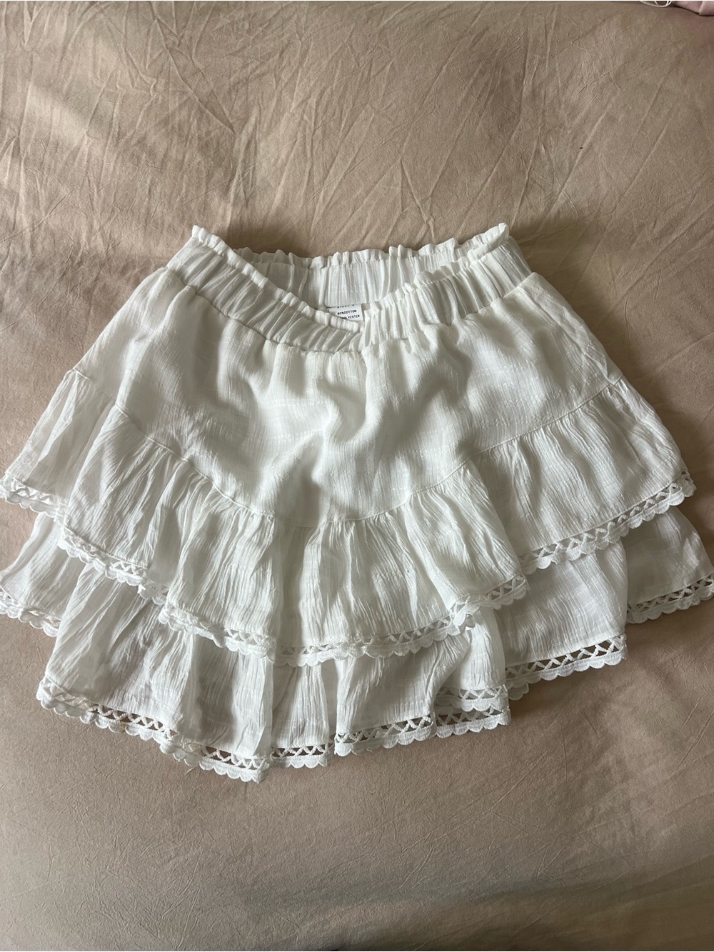 White Tiered Ruffle Mini Skirt